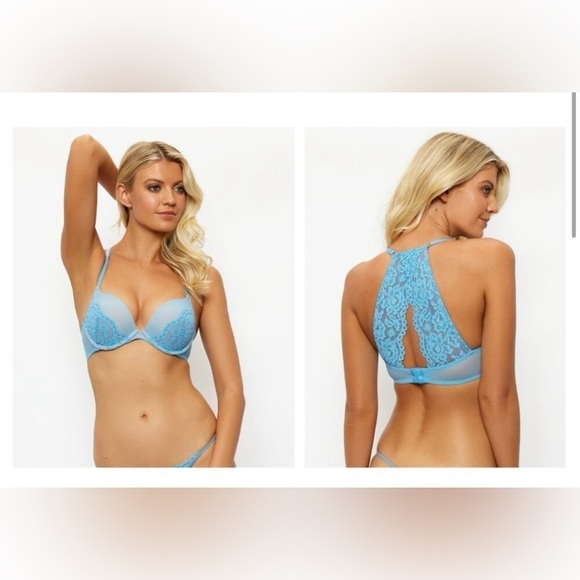 NWT Frederick's Of Hollywood Heartthrob Boost Push-Up Bra in Blue - Picture 1 of 7